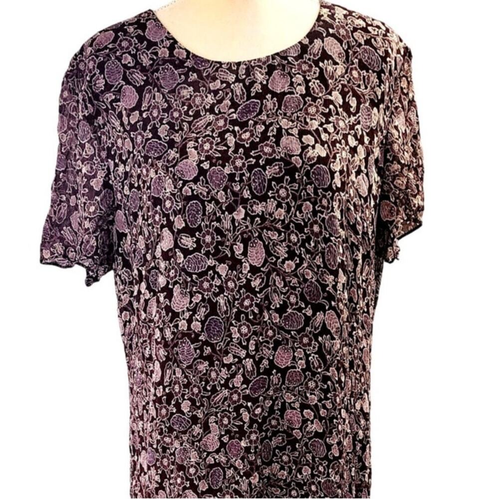Talbots Brown Cream Sheer Overlay Floral Maxi Dress